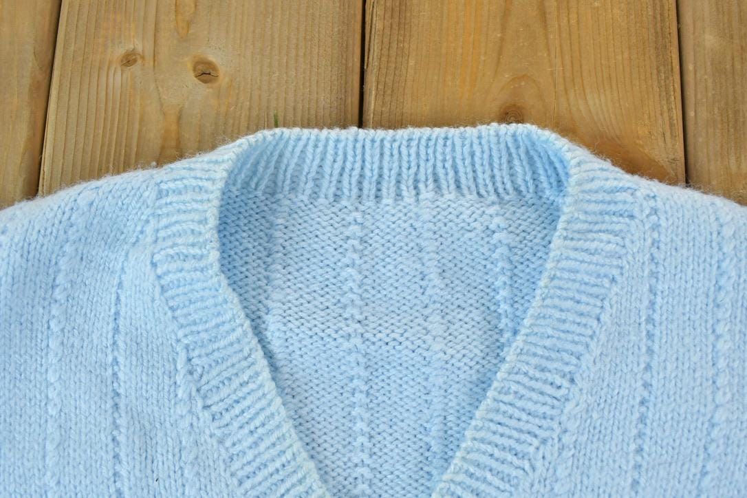 Vintage 1970s Blue Knit Sweater Vest