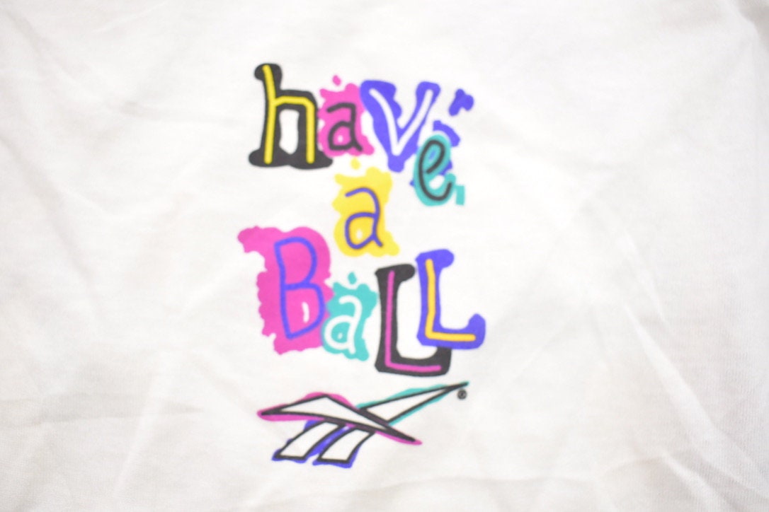 Vintage 1990s Reebok Have A Ball Colorful Soccer Ball Graphic T-Shirt