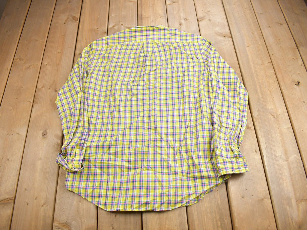 Vintage 1980s Ralph Lauren Plaid Button Up Dress Shirt