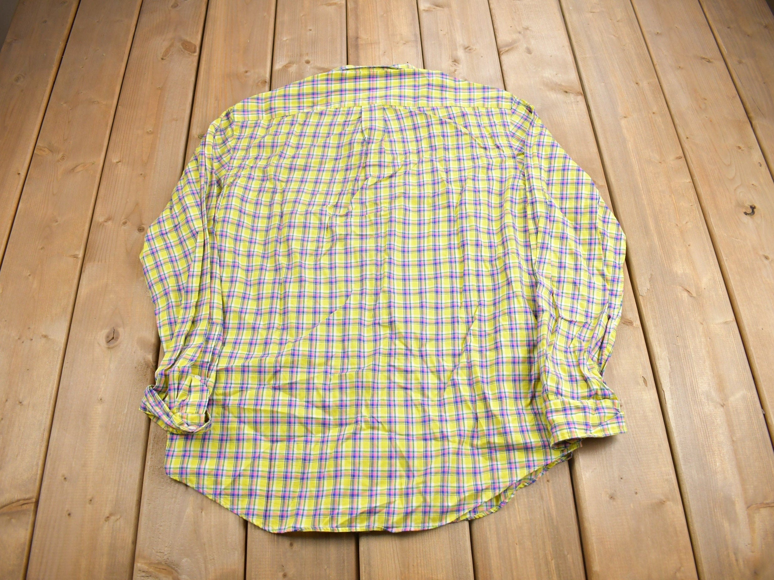 Vintage 1980s Ralph Lauren Plaid Button Up Dress Shirt