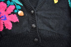 Vintage 1980s Jaclyn Smith Flower Theme Knit Cardigan Sweater Size L