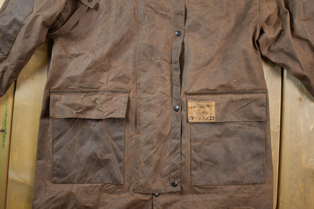 Vintage 1990s Australian Stockman's Dilskins Crazy Full Length Leather Trench Coat Made In Australia By Feathertop