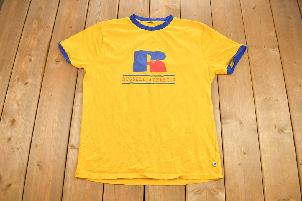 Vintage 1980s Russell Athletics Graphic ringer T Shirt