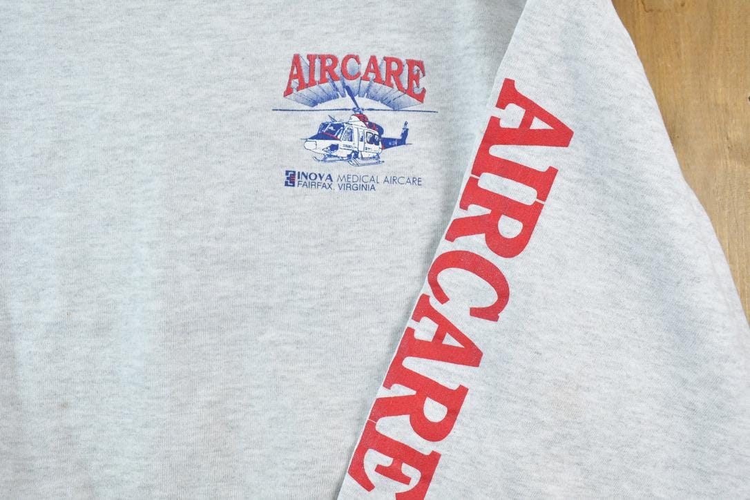 Vintage 1990s Helicopter Air Care Crewneck Sweatshirt Made In USA
