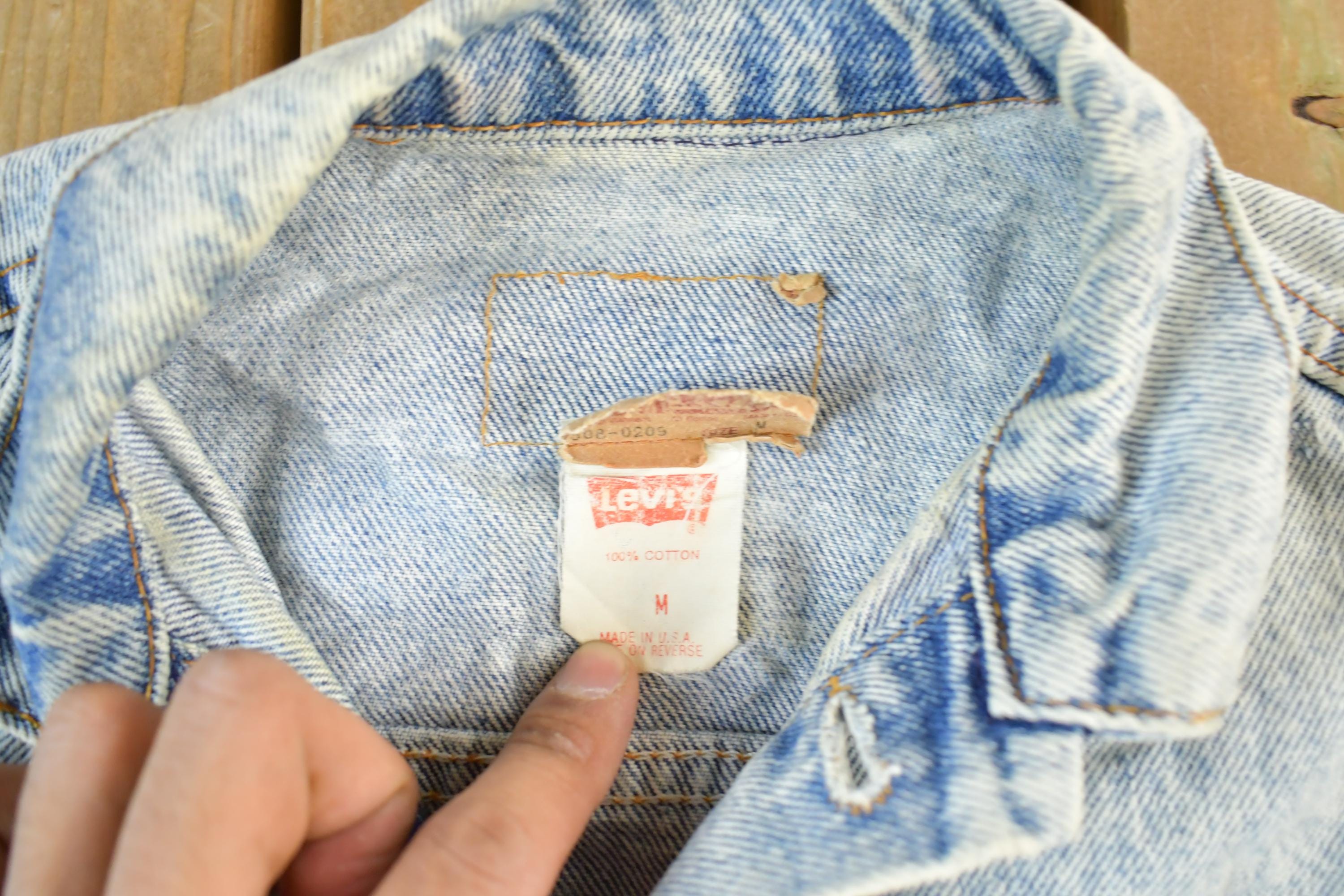 Vintage 1980s Levi's Acid Wash Denim Jean Trucker Jacket Men's Small