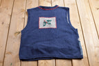 Vintage 1990s North Crest Christmas Theme Knitted Cardigan Sweater Vest