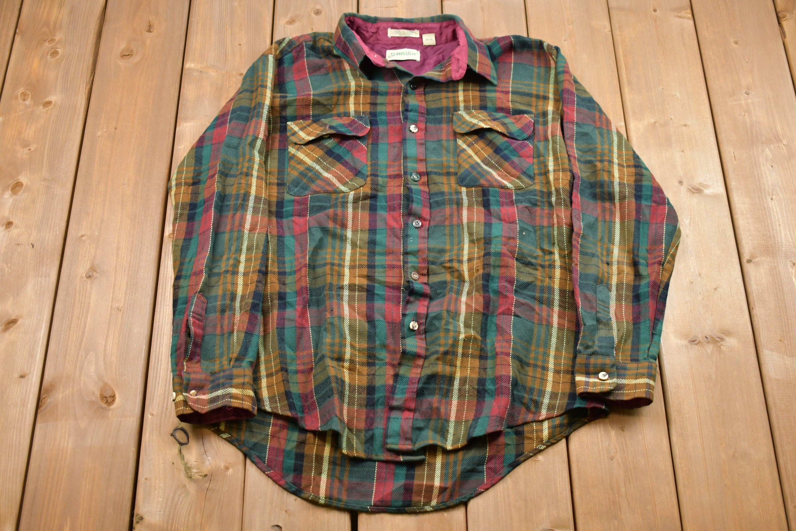 Vintage 1990s St. Johns Bay Lined Flannel Button Up Shirt
