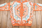 Vintage 1990s Orange Abstract Pattern Cardigan Sweater