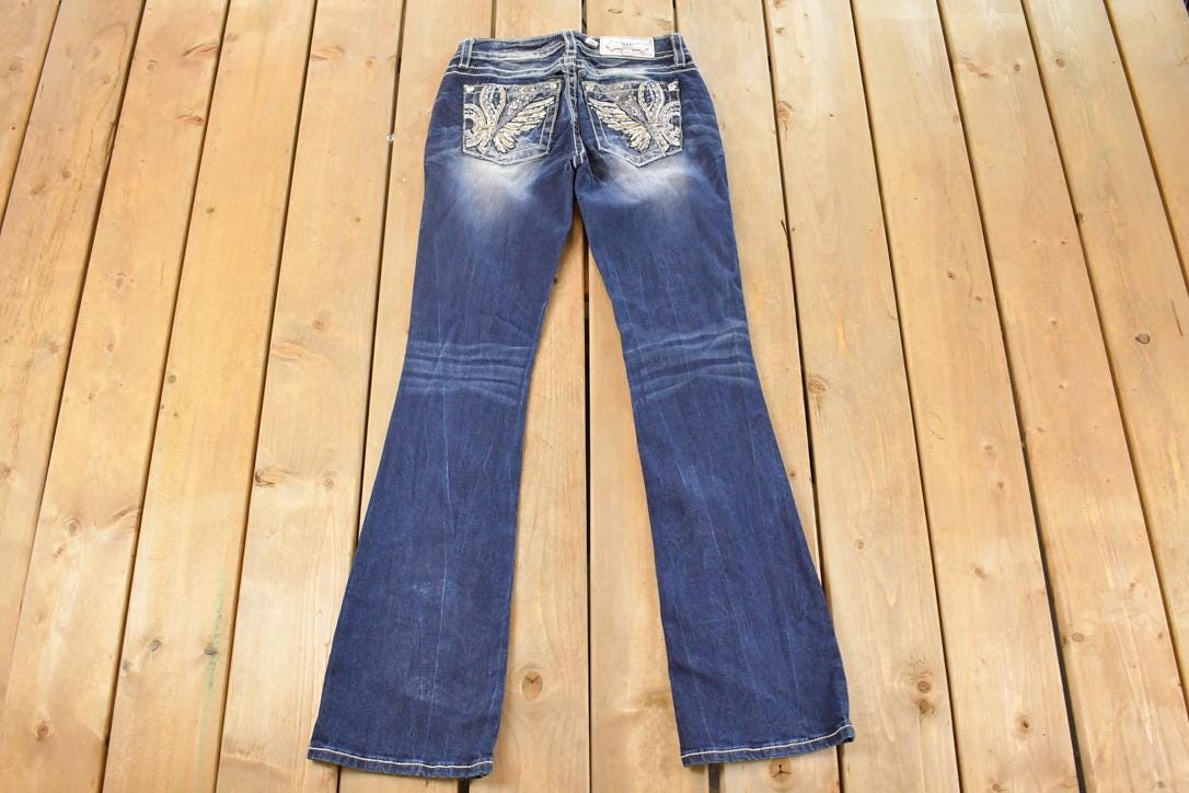 Vintage Deadstock Y2K Miss Me Bedazzled Low Rise Jeans Women's Size 26x31