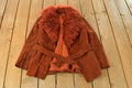 Vintage 1970s Suede Leather Faux Fur Penny Lane Style Coat Women's Small