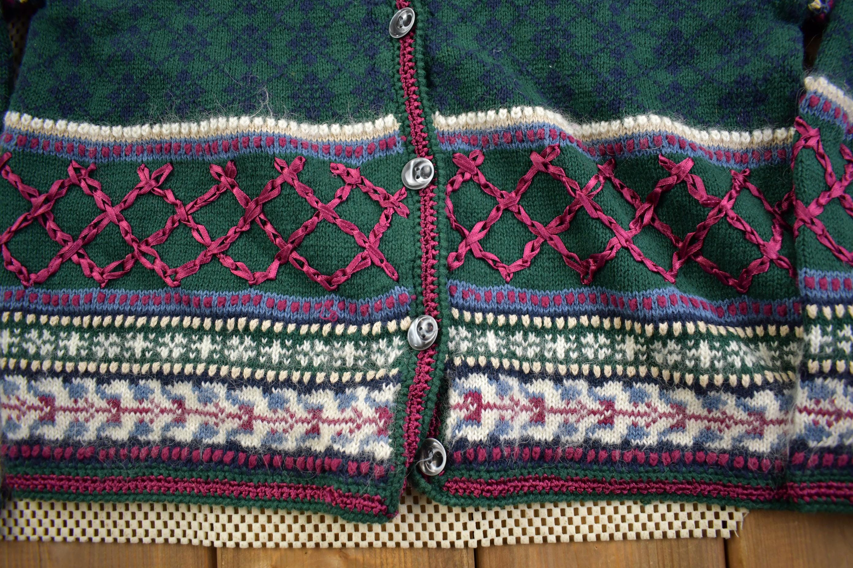 Vintage 1990s Christopher & Banks Pattern Knit Cardigan Sweater