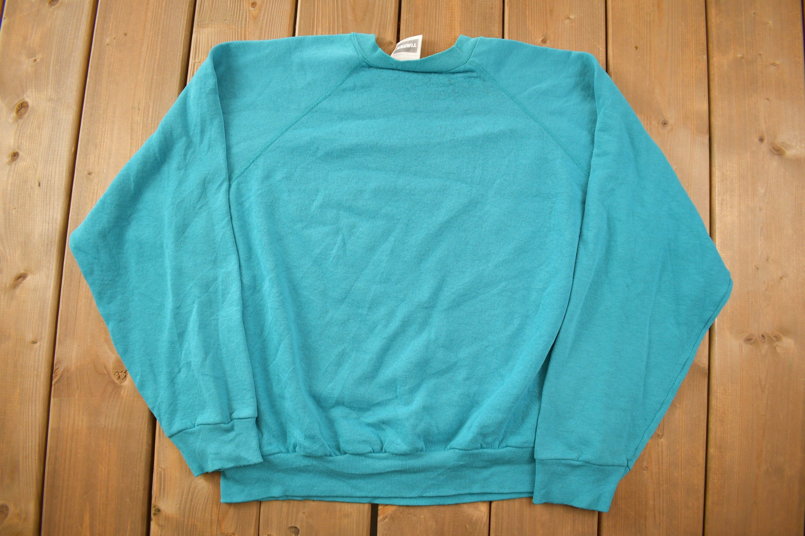 Vintage 1990s Teal Blank Crewneck Sweatshirt