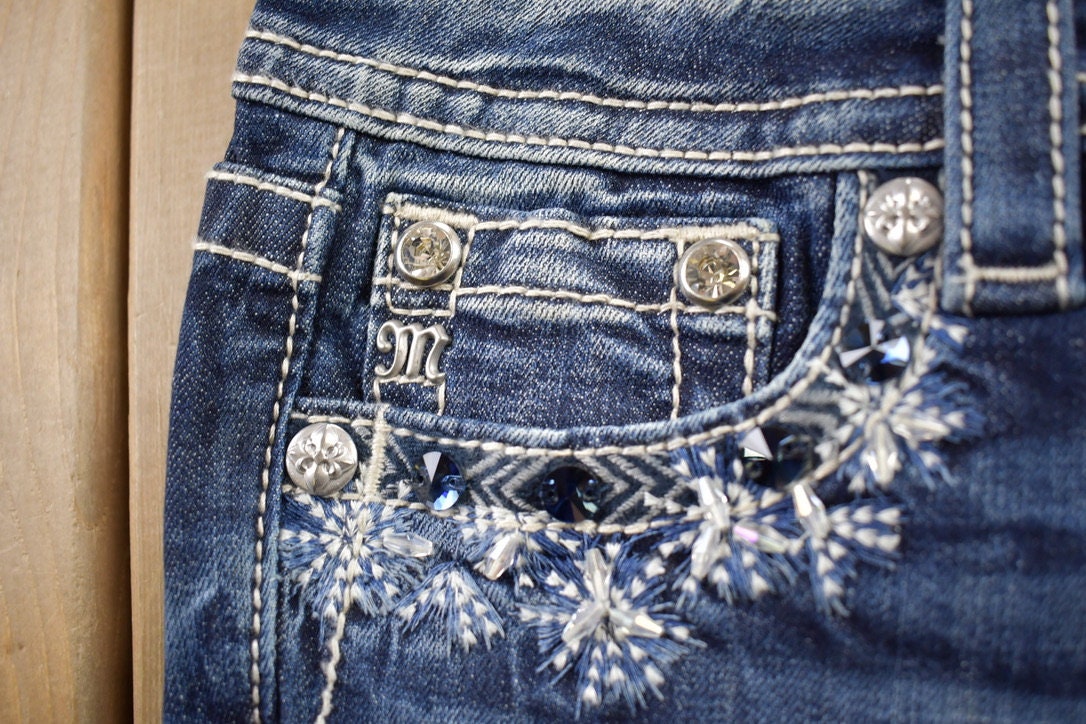 Vintage Y2K Miss Me Bedazzled Low Rise Jeans Size 26x31