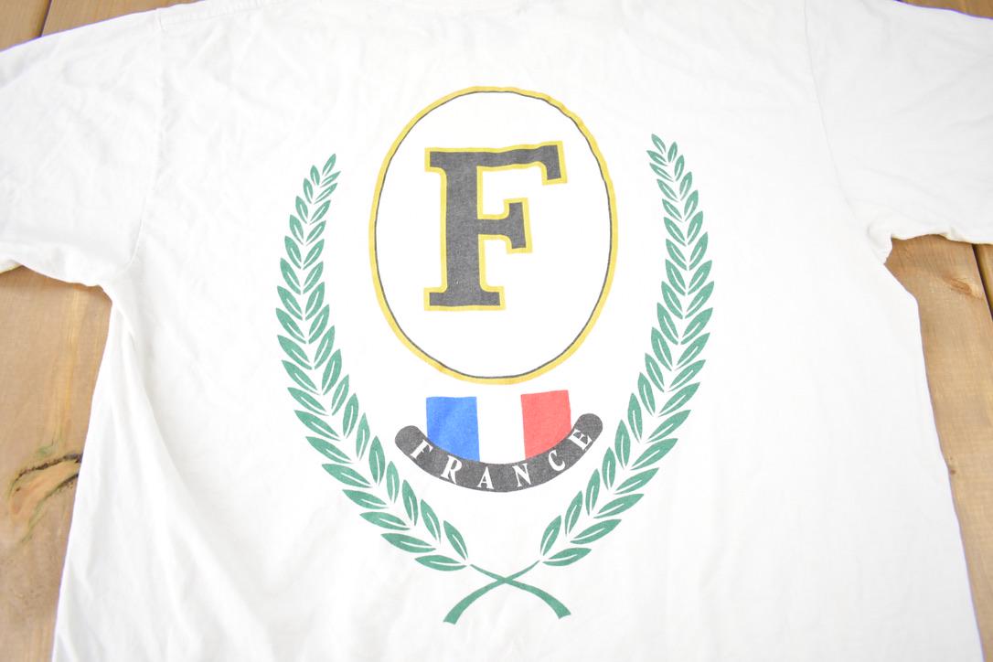 Vintage 1990s France Crest Souvenir Single Stitch Travel T-Shirt