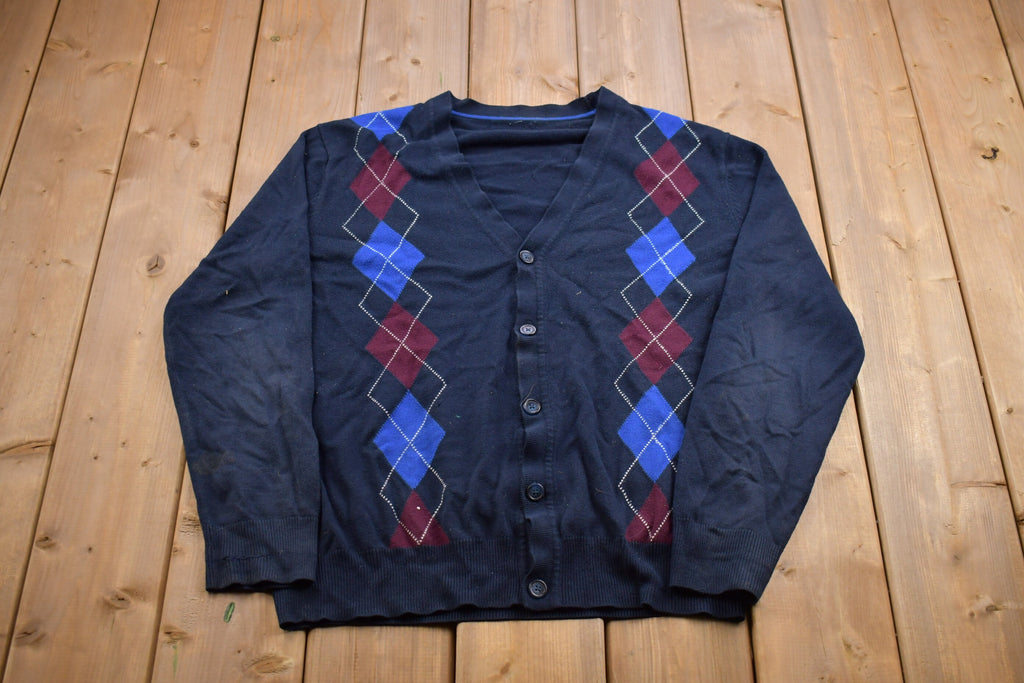 Vintage 1990s Arnold Palmer Argyle Cardigan Sweater
