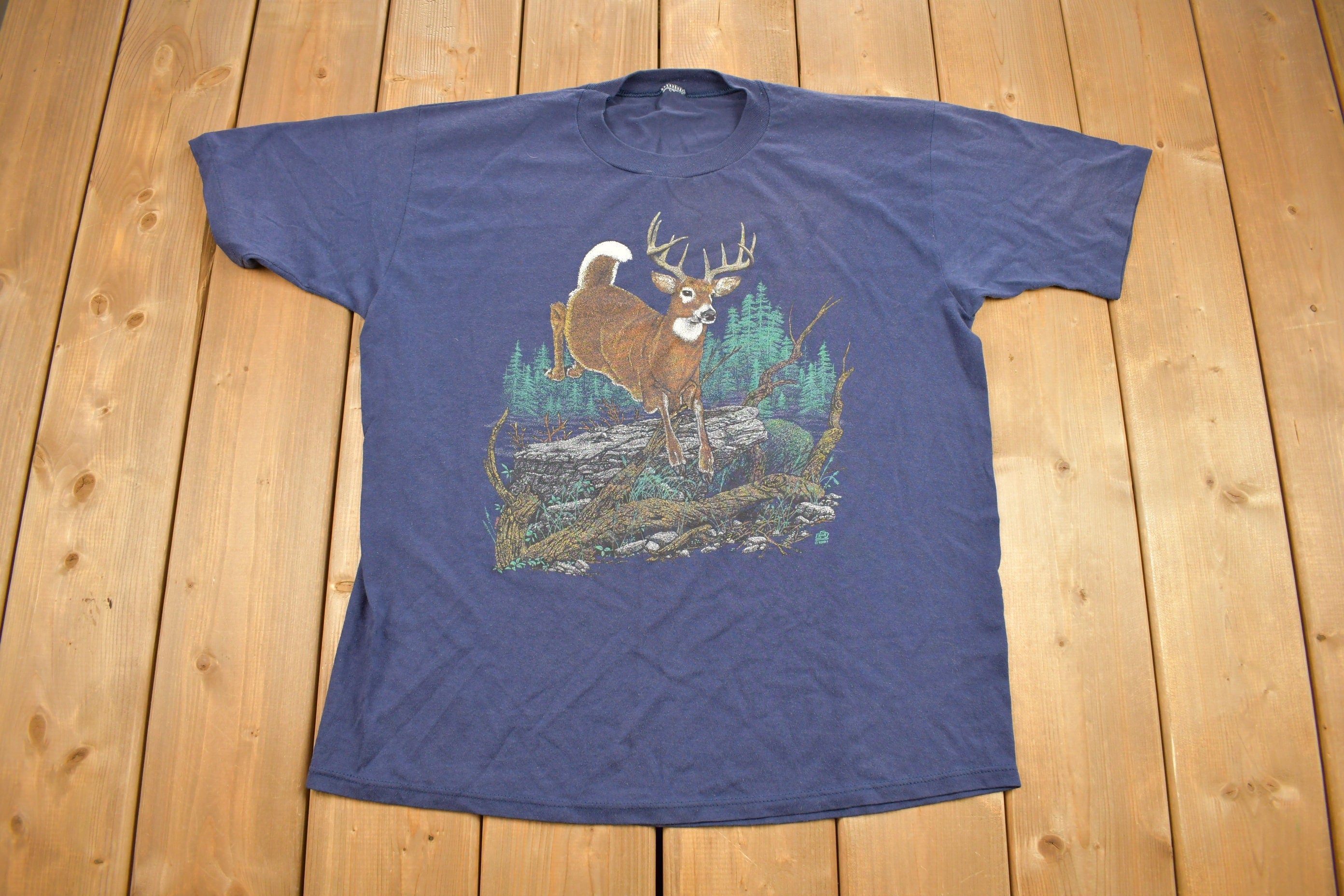 Vintage 1991 Deer Graphic Souvenir T Shirt