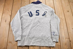 Vintage 1990s Polo Ralph Lauren USA Flag Embroidered Rugby Sweatshirt