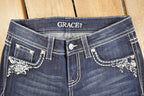 Vintage Deadstock Y2K Grace In LA Bedazzled Bootcut Low Rise Jeans Women's Size 26 x 32