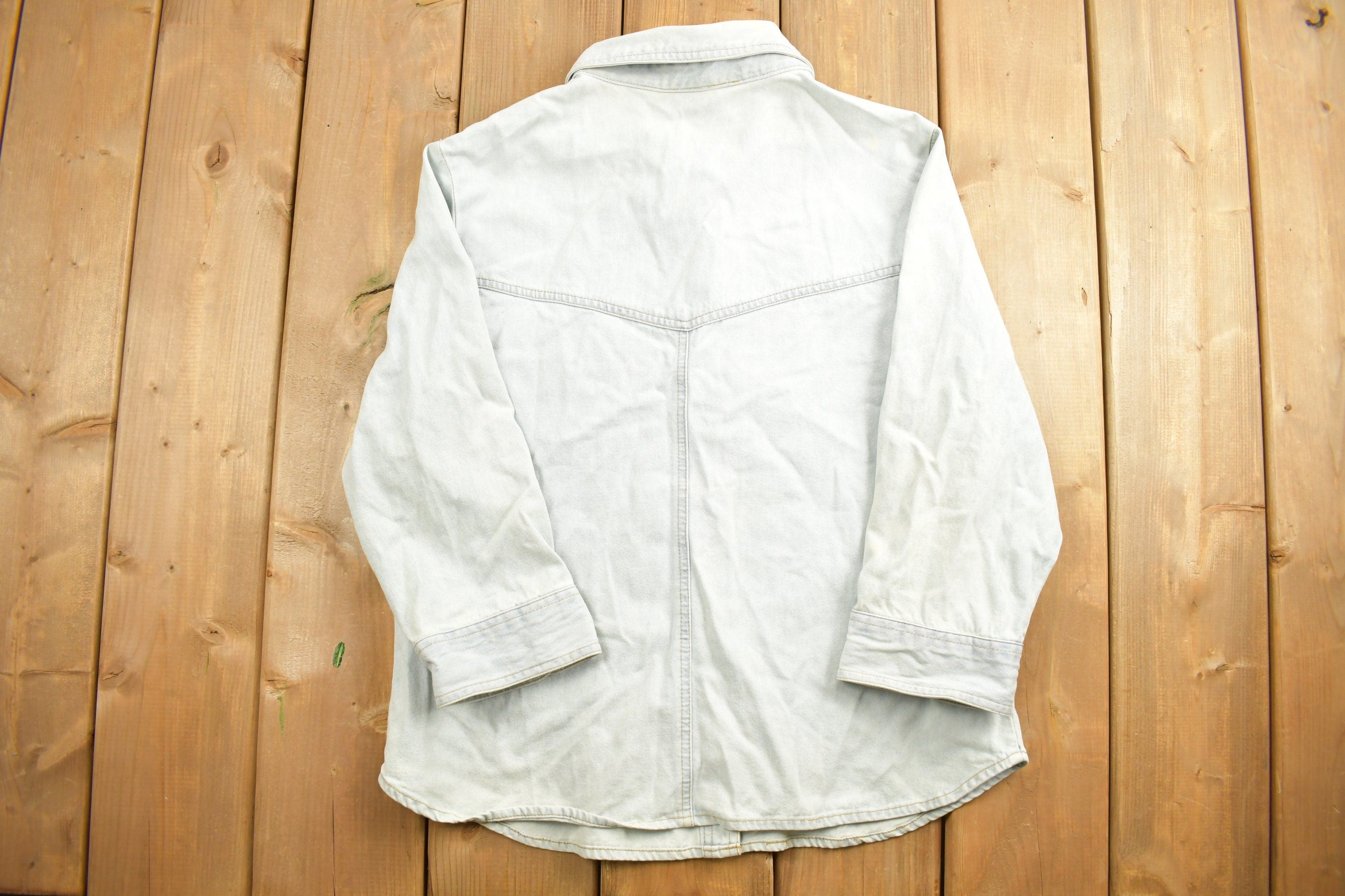 Vintage 1990s For Joseph Light Wash Denim Blank Button Up Shirt