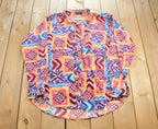 Vintage 1980s Ruddock Bros Abstract Pattern Button Up Shirt Made In USA