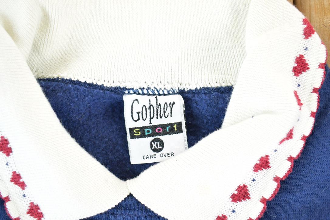 Vintage 1990s Gopher Sport Farm Scarecrow Collared Crewneck Sweater Made In USA 90s Crewneck