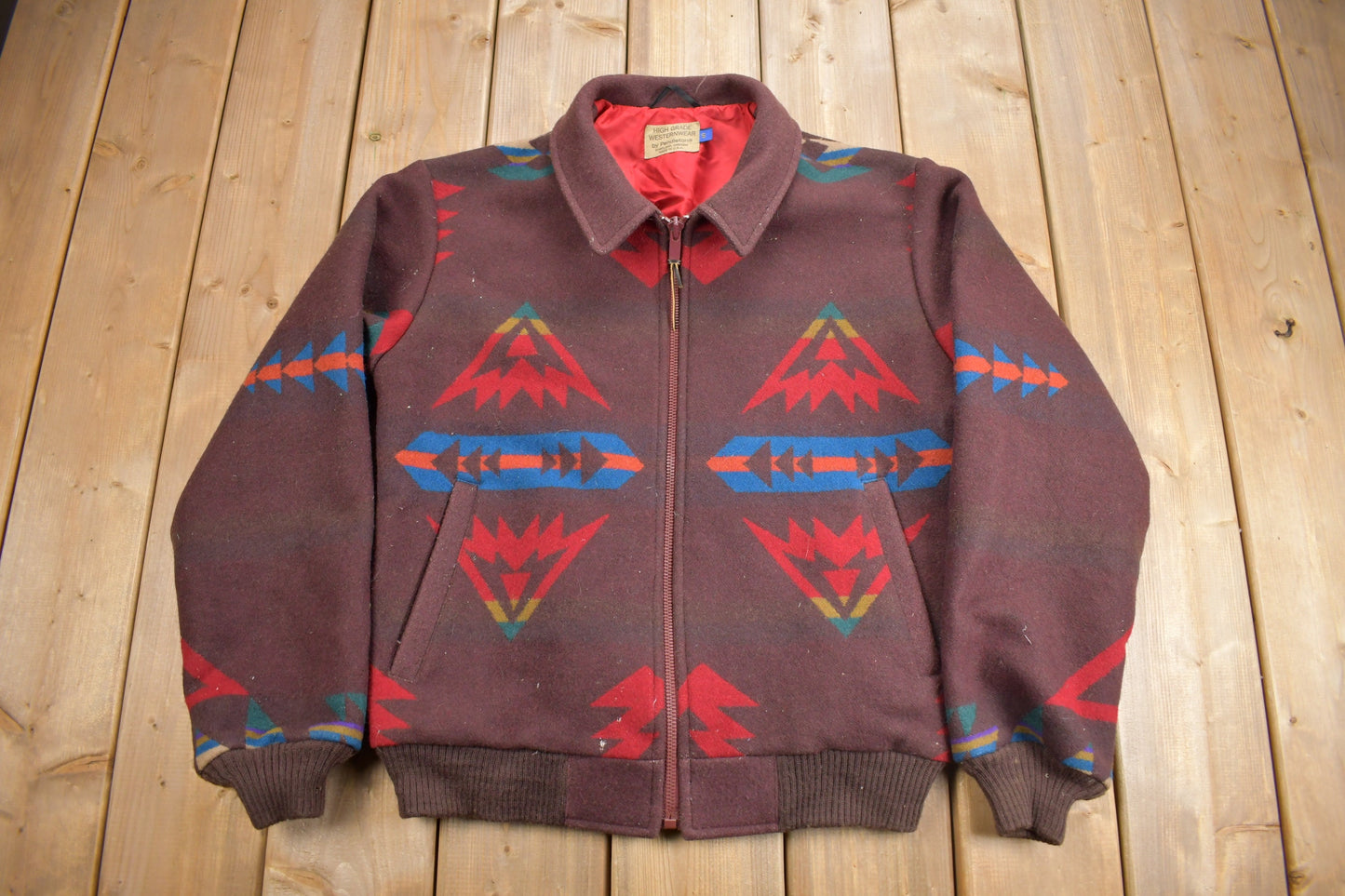 Vintage 1970s Pendleton High Grade Western Wear Aztec Jacket / True Vintage / 100% Wool / Outdoorsman / Talon Zipper / Made In USA