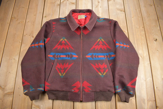 Vintage 1970s Pendleton High Grade Western Wear Aztec Jacket / True Vintage / 100% Wool / Outdoorsman / Talon Zipper / Made In USA