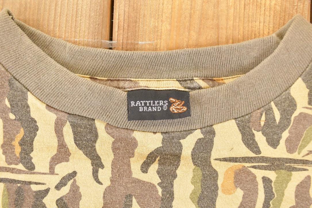 Vintage 1990s Rattlers Brand Ducks Unlimited AOP Camo T-Shirt Women's L