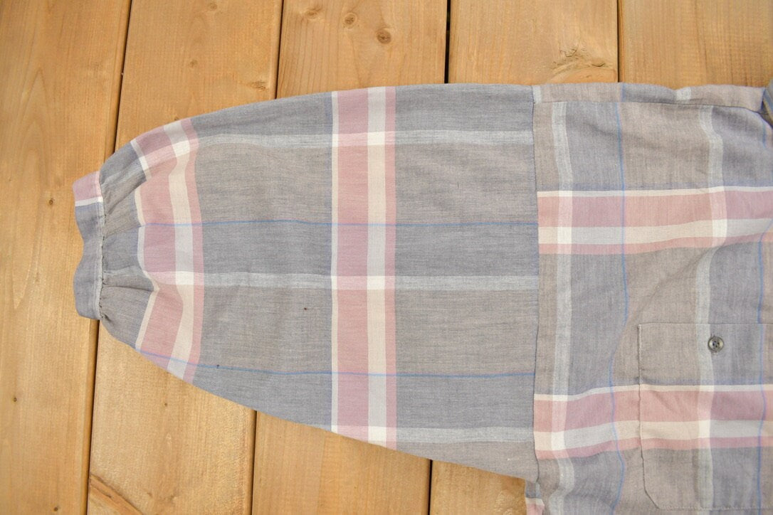 Vintage 1990s Diplomat Plaid Short Sleeve Button Up Shirt  Short Sleeve Flannel  Casual Shirt  Formal Shirt  Essential  Made In USA