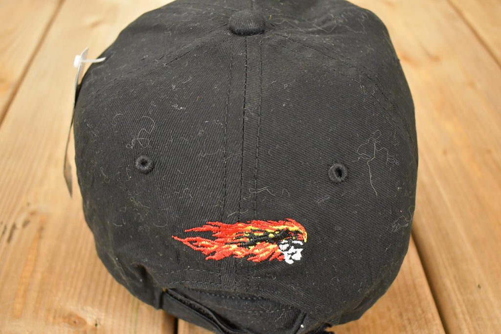 Vintage 1990s Deadstock Fire Motorcycle Man Hot Leathers Embroidered Strapback Hat