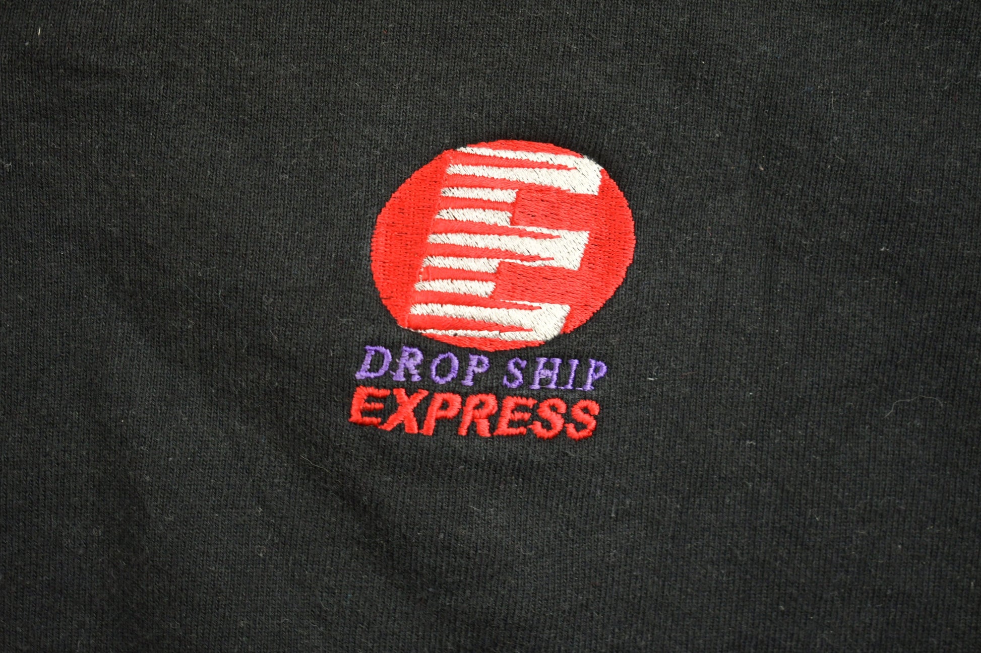 Vintage 1990s Drop Ship Express Embroidered Crewneck Sweatshirt / 90s Crewneck / Essential / Streetwear / 90s Blank / Black Sweatshirt
