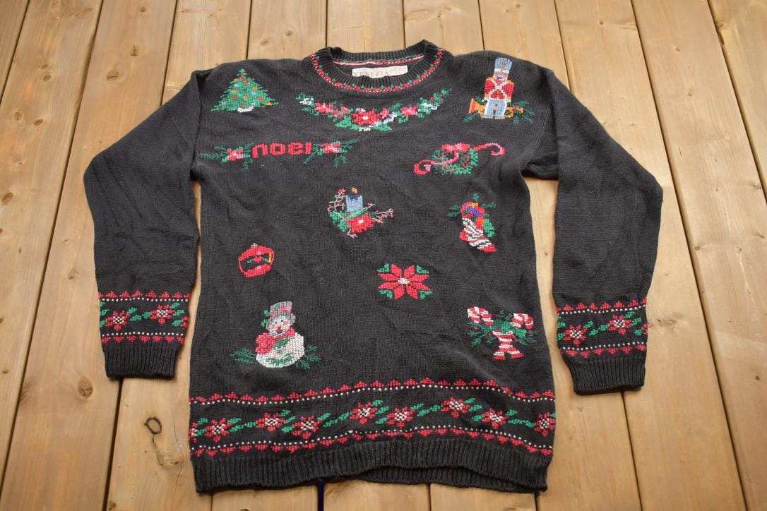 Vintage 1990s Knitted Christmas Crewneck Sweater