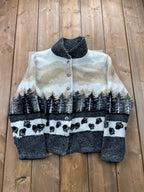 Vintage 1990s Outdoorsman Pattern Deep Pile Fleece Sweatshirt
