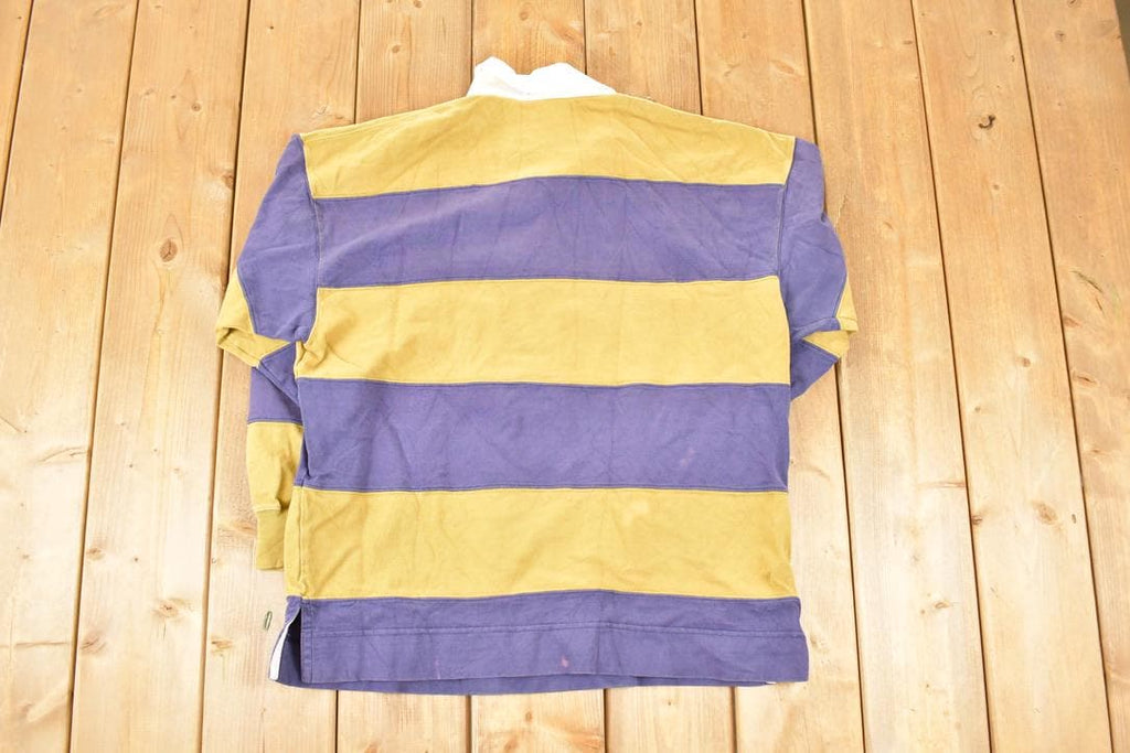 Vintage 1990s Rugby Striped Quarter Button Shirt Mens M