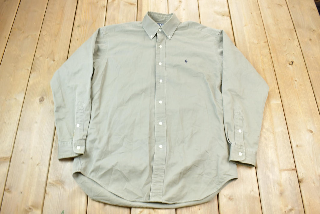 Vintage 1990s Ralph Lauren Blake Small Pony Beige Button Up Shirt Size S