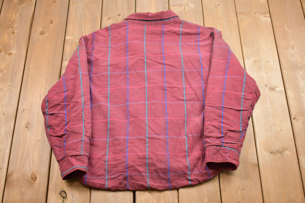 Vintage 1990s Algonquin Lined Plaid Button Up Shirt