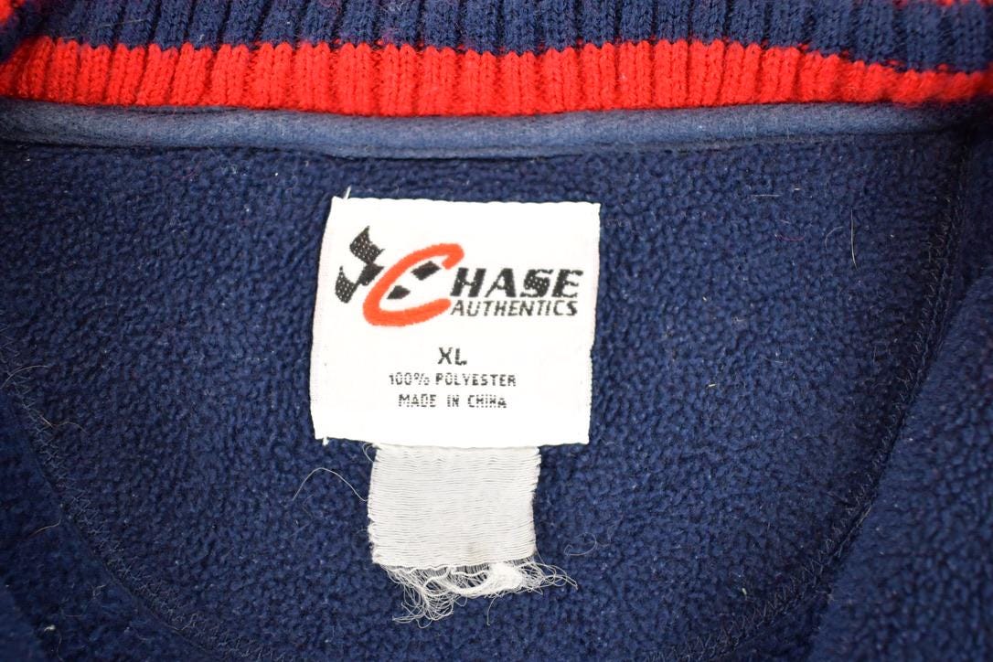 Vintage 1990s Rusty Wallace Nascar Chase Authentics Embroidered Quarter Zip Fleece Racing Sweater Men's XL