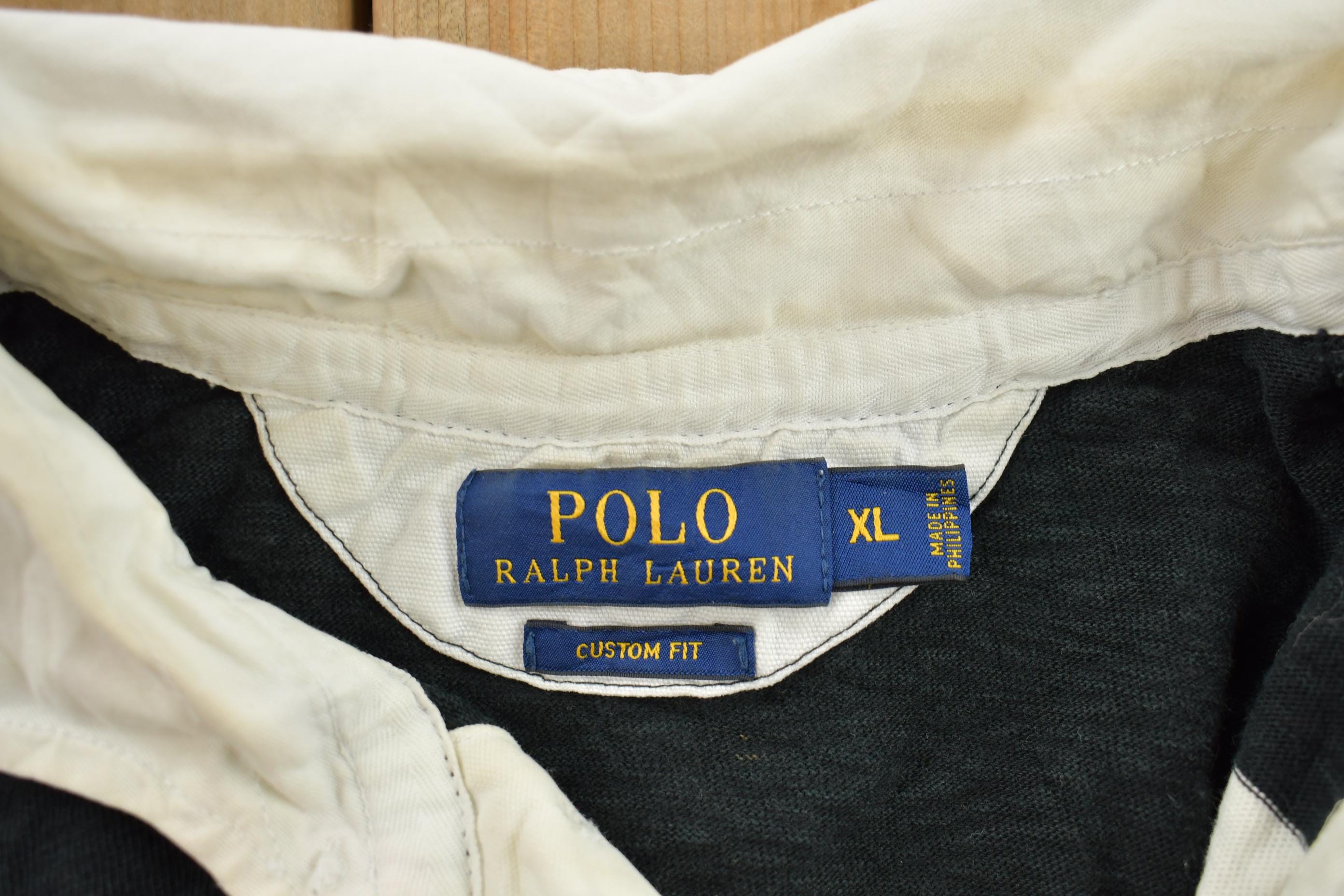 Vintage Y2K Polo Ralph Lauren Black And White Rugby Sweatshirt