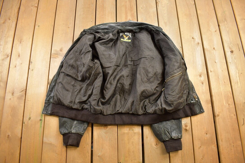 Vintage 1990s MGL World Leather Flight Jacket