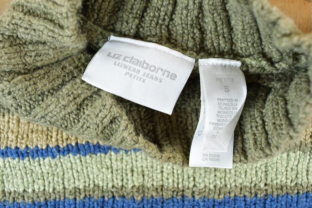 Vintage 1990s Liz Claiborne Striped Knit Crewneck Sweater