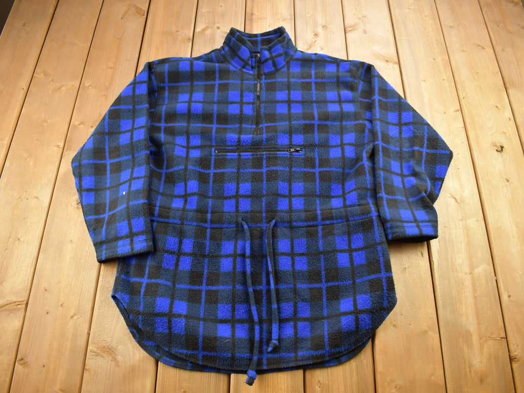 Vintage 1990s Plaid Fleece Quarter Zip Sweater