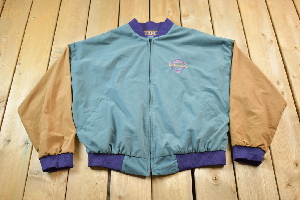 Vintage 1980s Mc Donalds Bomber Jacket  Embroidered  80s Varsity  Zip Up  Made In USA  Hilton Jacket  Mcdonalds  80s Mcdonalds  90s