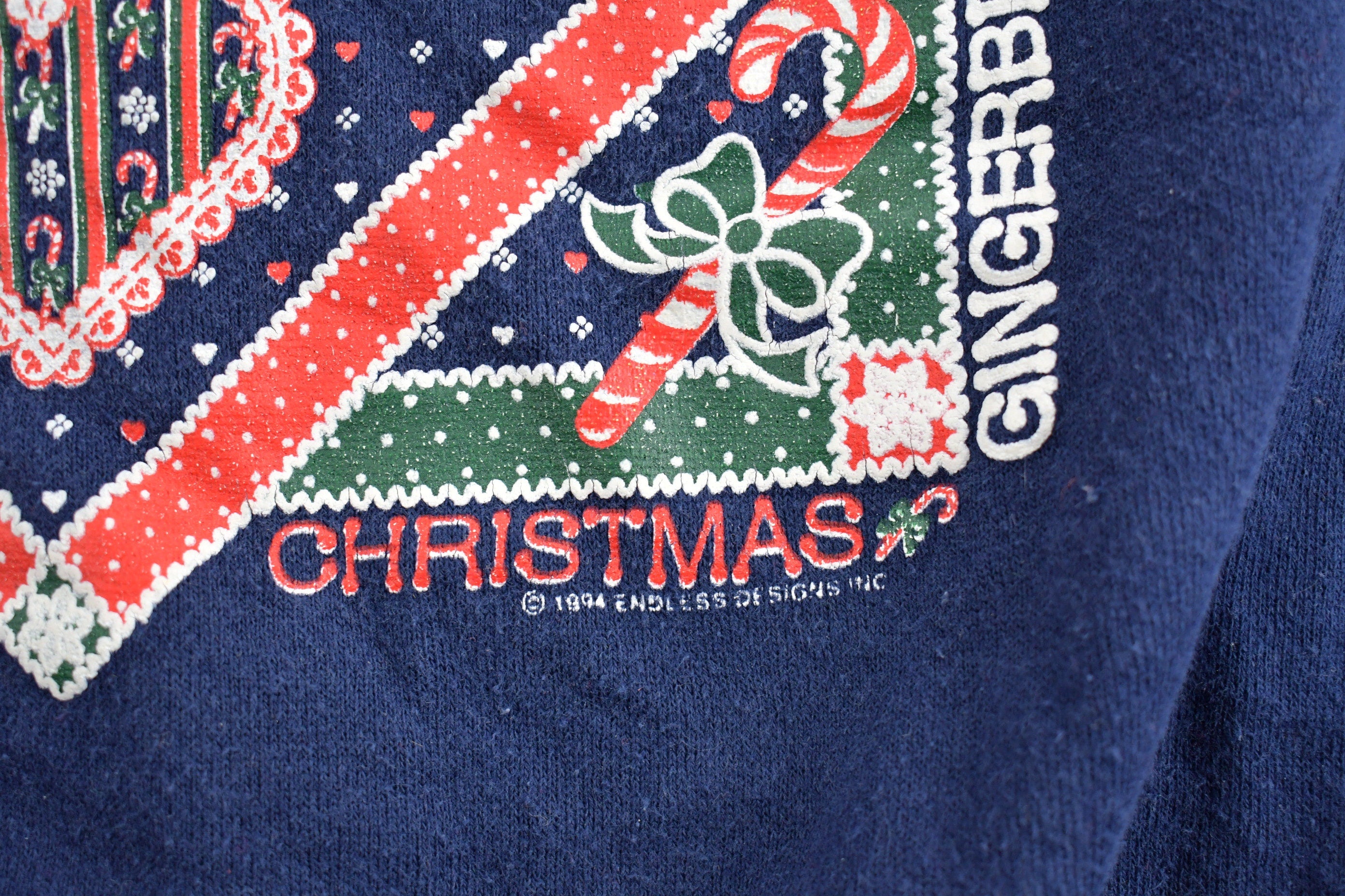 Vintage 1994 Gingerbread Christmas Double Collar Christmas Sweater , 90s Holiday Crewneck , Winter Wear , Festive Graphic Print ,Made In USA