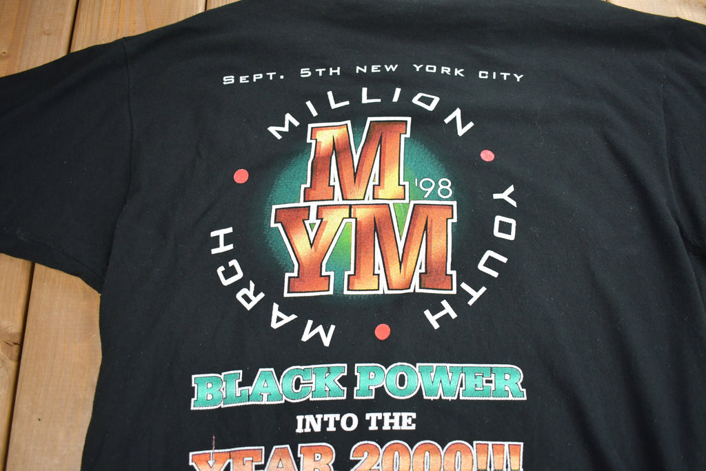 Vintage 1998 Million Youth March African American Pride Graphic T Shirt