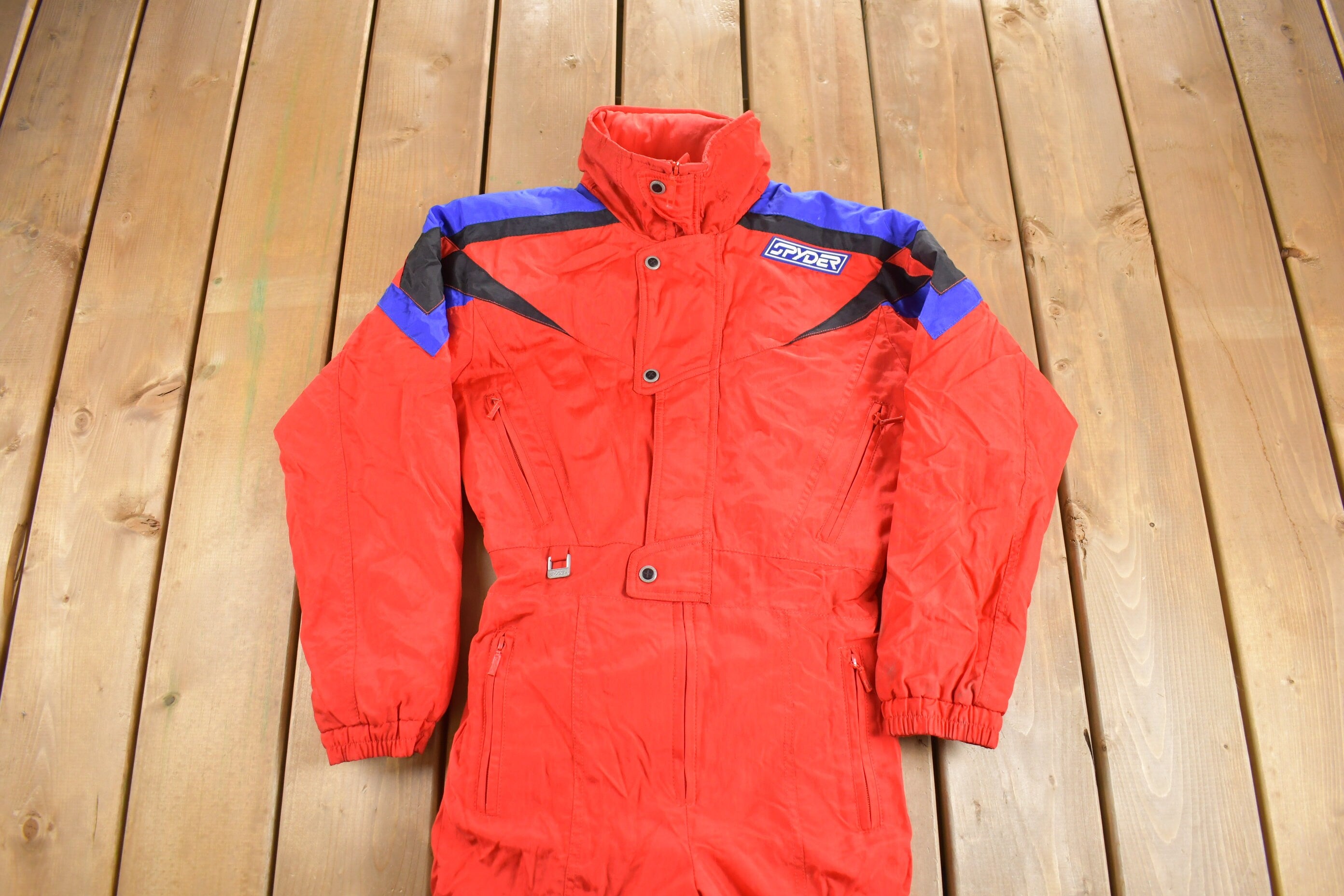 Vintage 1980s Spyder Snowsuit Jumpsuit / Vintage Coveralls / Color Block / One Piece Work Suit / 80s Snowsuit