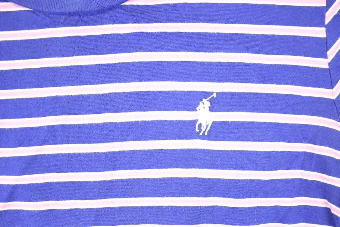 Vintage 1990s Ralph Lauren Sport Pink Striped Yachting T-Shirt Women's M