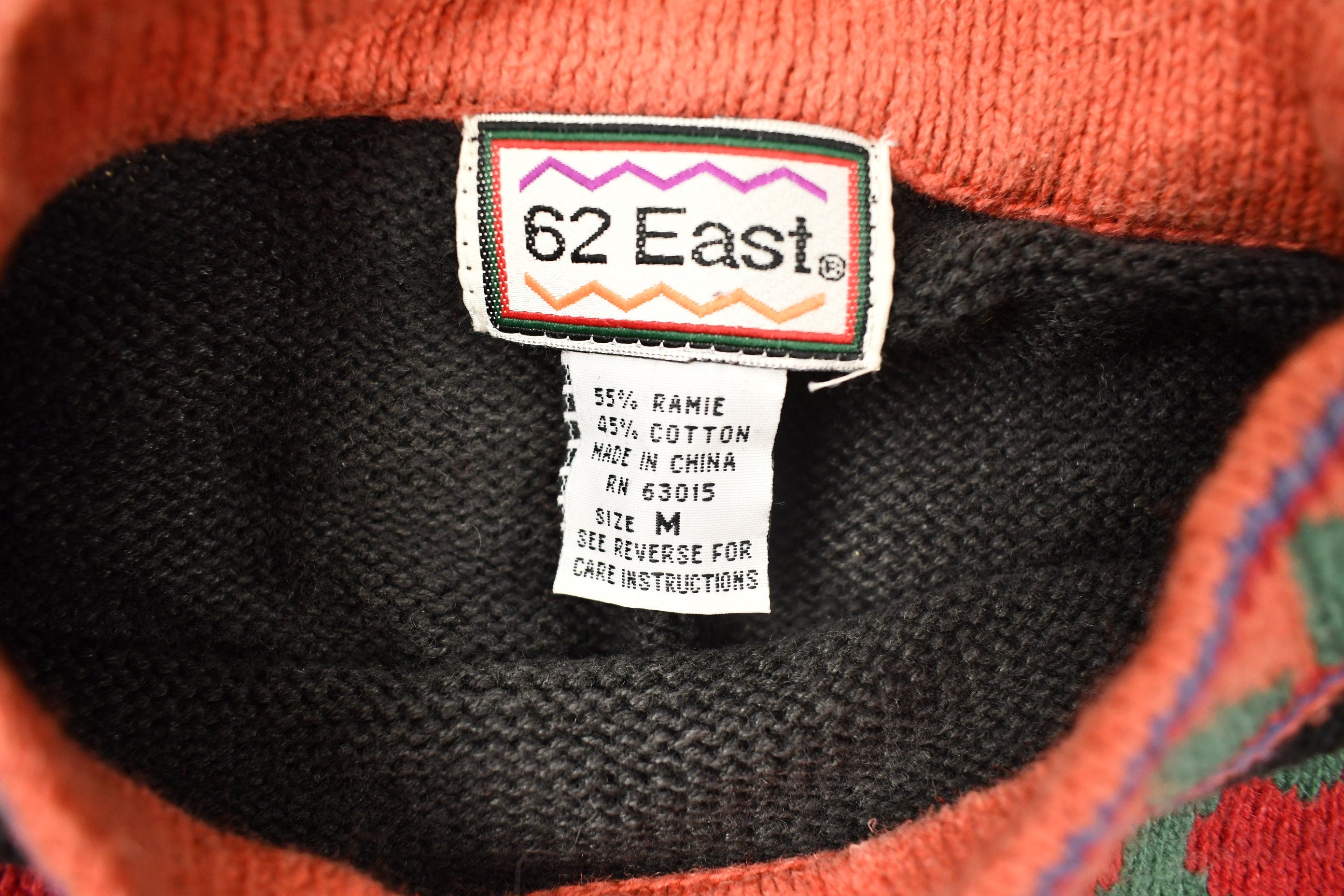 Vintage 1990s 62 East 3D Cable Knit Floral Sweater