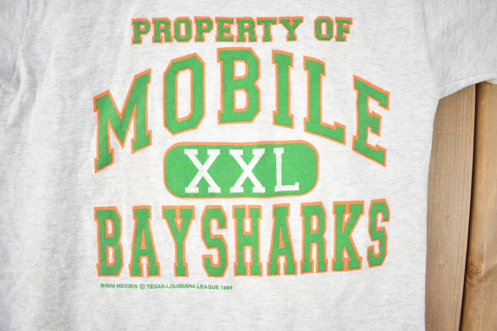 Vintage 1994 Bimm Riddler Mobile Baysharks Collegiate Graphic KIDS T-Shirt Made In USA