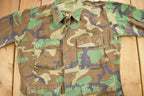 Vintage Military Woodland Camouflaged Button Up Shirt