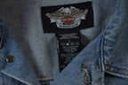 Vintage Y2K Harley Davidson Motorcycles Embroidered Jean Jacket - Large